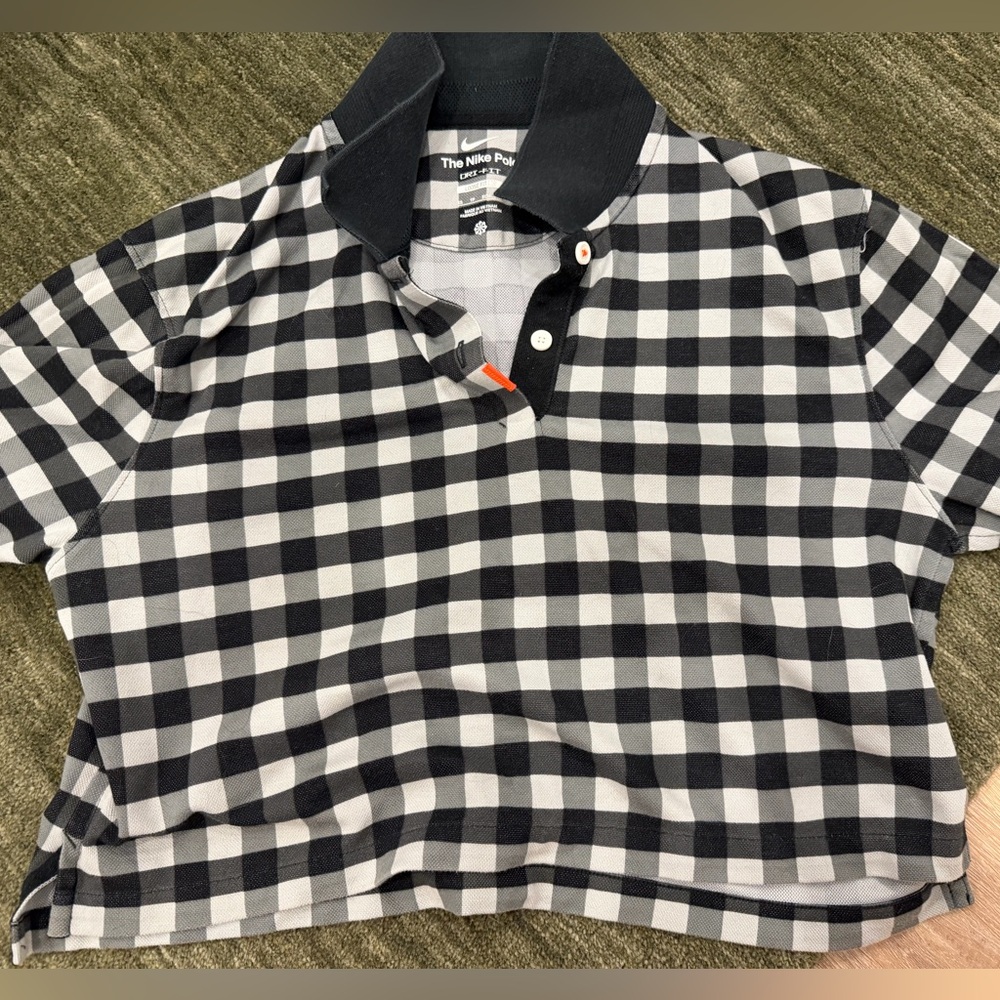 Nike Golf Polo women’s - Gingham  Black & White Check cropped loose fit Polo